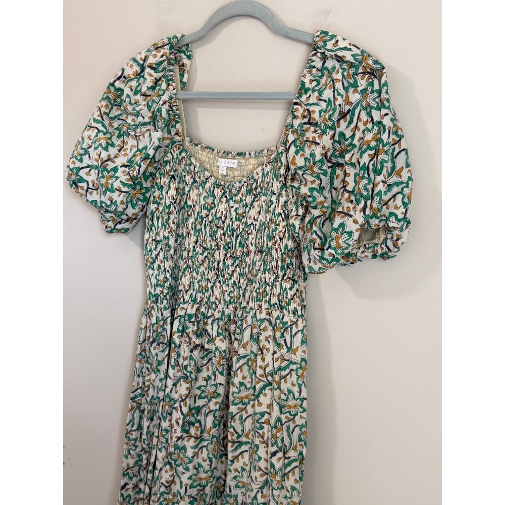 Tuckernuck Anna Cate Floral Smocked Maxi Dress Womens Small Puff Sleeve Cotton - Picture 6 of 9